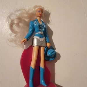 Mcdonalds happy meal toy cowgirl toy country western blue hat & boots barbie